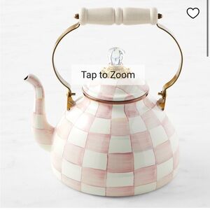 MacKenzie-Childs Pink and Cream Checkered Teapot